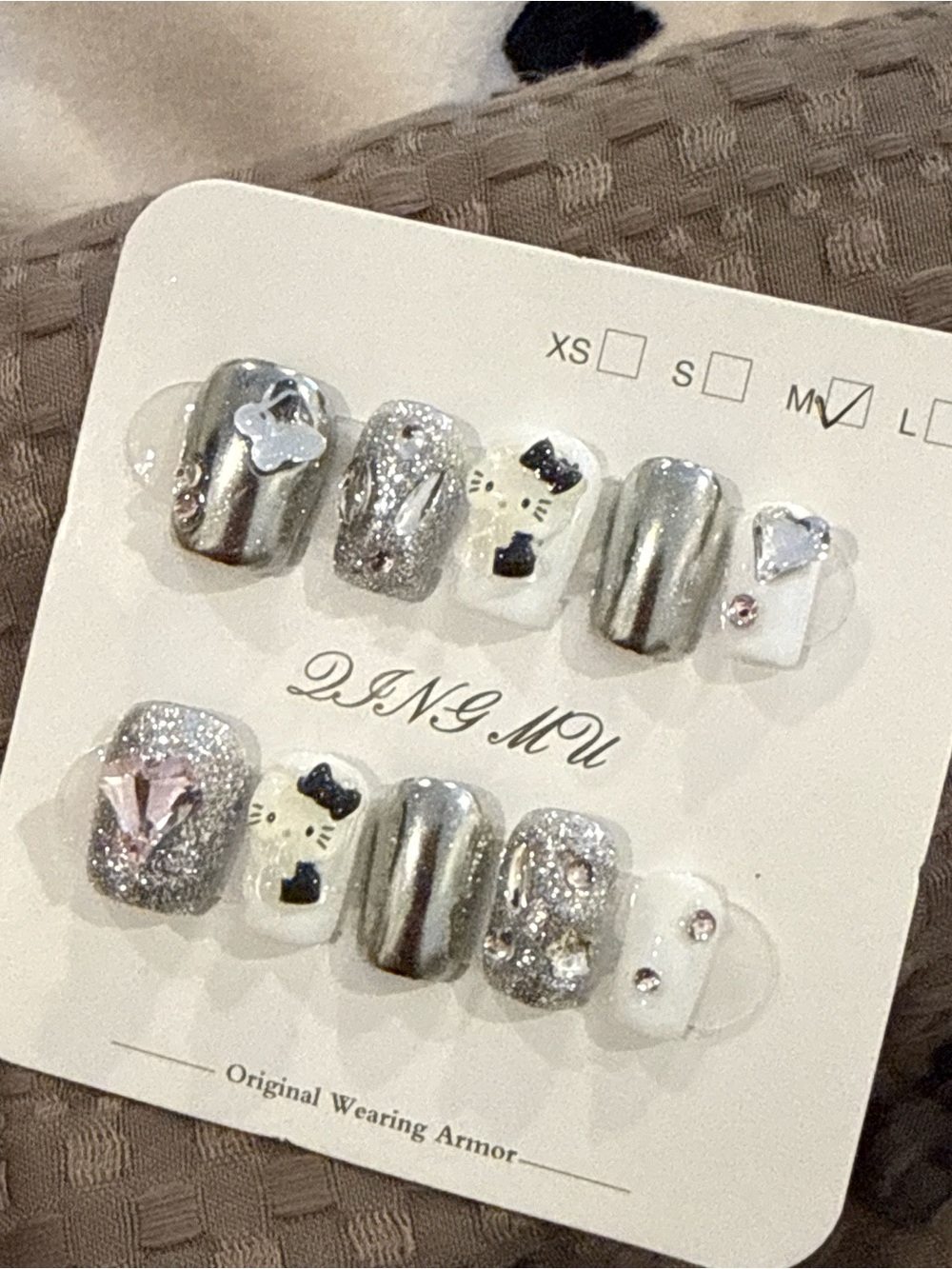 Chrome and White Hello Kitty Press-On Nail Set